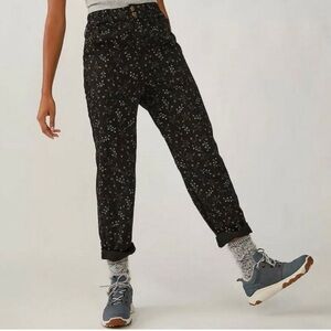 Anthropologie Black Floral Cargo Pants